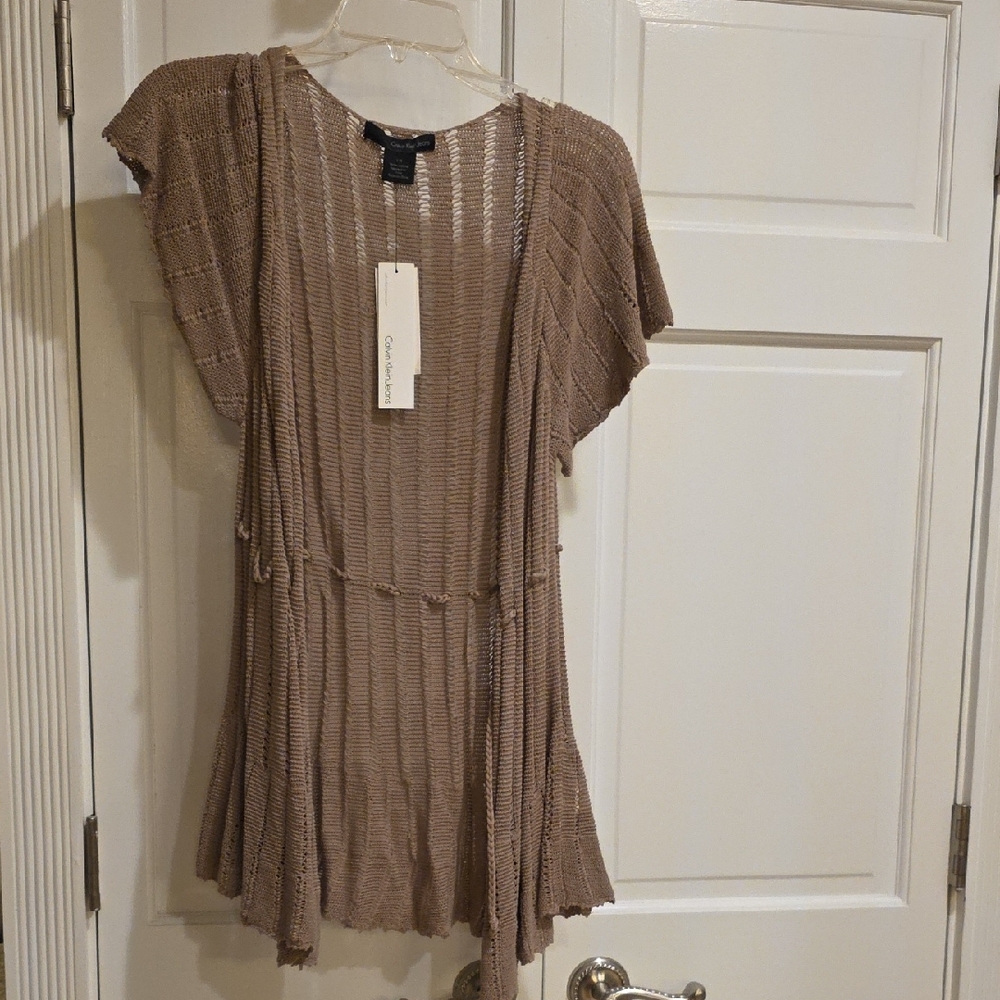 Calvin Klein Taupe Knit Cardigan